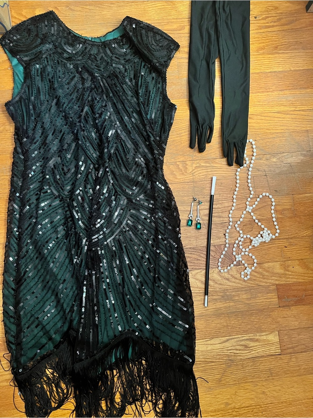 Black Sequin Fringe Evening Dress - Elegant Cocktail Dress costume